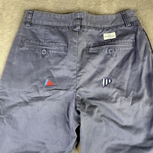 Vineyard Vines Pants Men 28x30 Washed Blue Flag Embroidered Chino Golf Club Pant - Picture 2 of 13